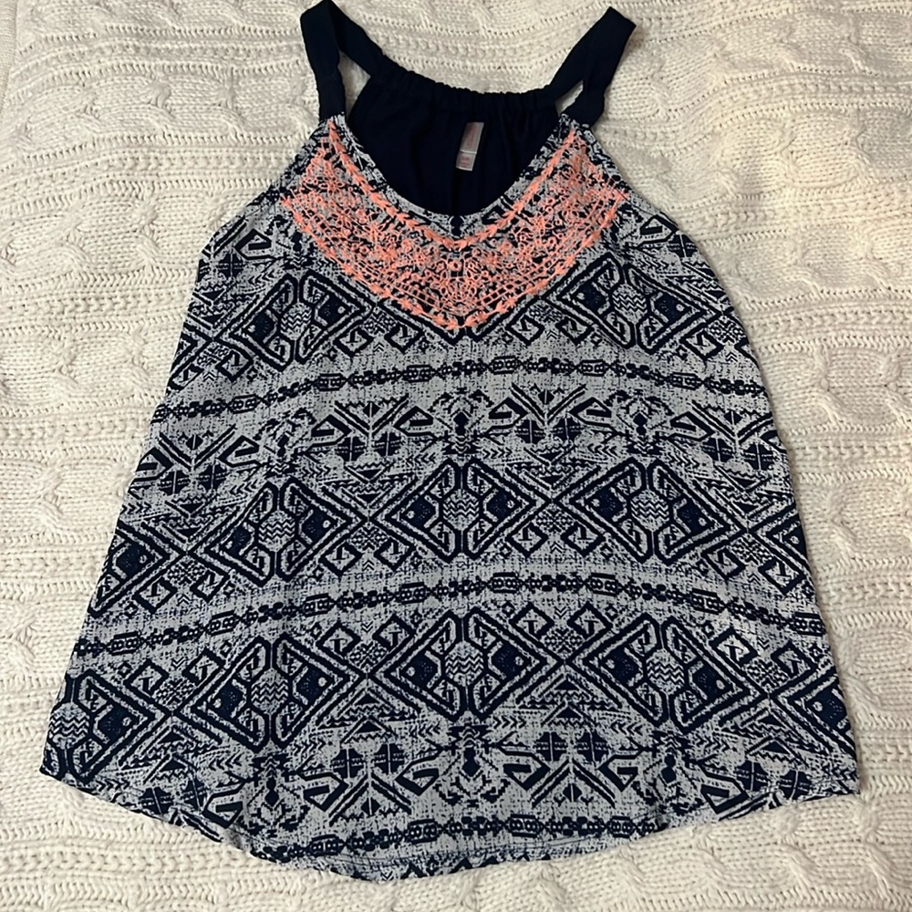 Blue Tribal Pattern Tank Top